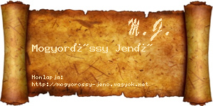 Mogyoróssy Jenő névjegykártya